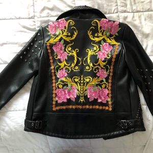 Silence & Noise Studded/Embroidered Leather Jacket